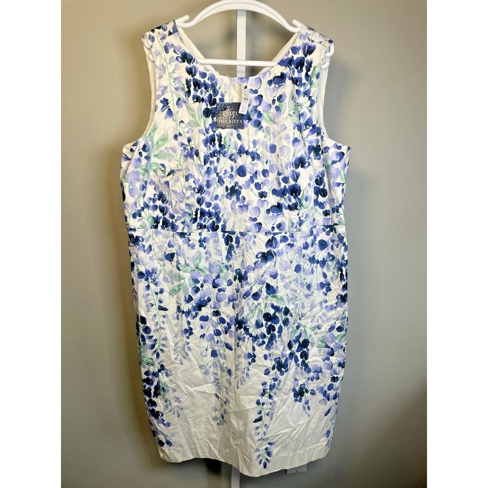 NEW RSVP by Talbots Dress 20W Spring Easter Sleeveless Sheath Colorful $189 Blue